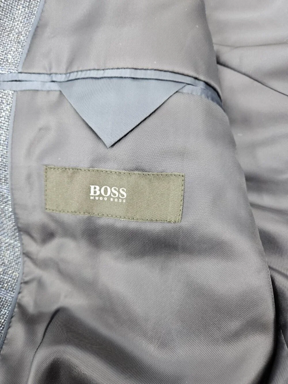 New Boss Hugo Boss Blue Tweed Blazer Mens 42S Sportscoat Wool Linen Cotton